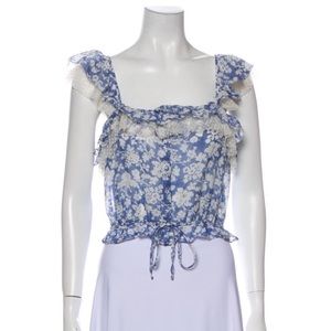 LoveShackFancy blue floral top